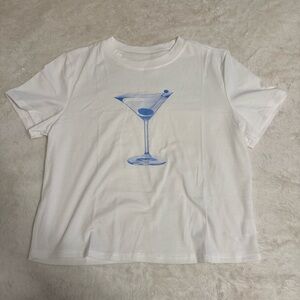 baby tee w/ a blue martini graphic